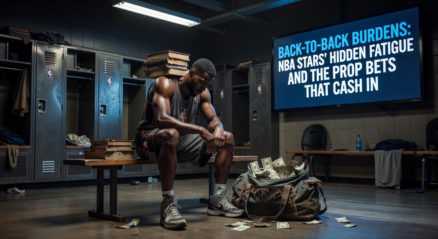 NBA star dribbling on court during back-to-back game, showing visible exhaustion mid-play