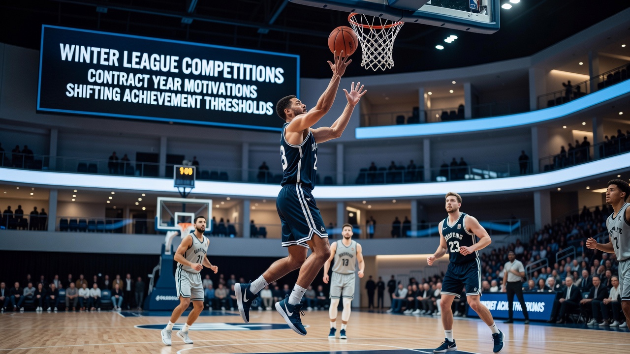 Athletes competing in winter league games with visible intensity and focus during key moments
