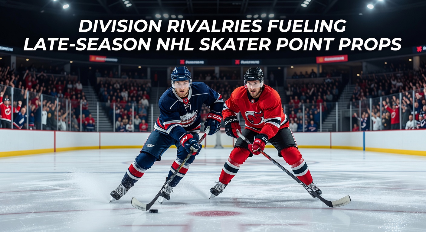 NHL skaters battling in a high-stakes division rivalry matchup during late season