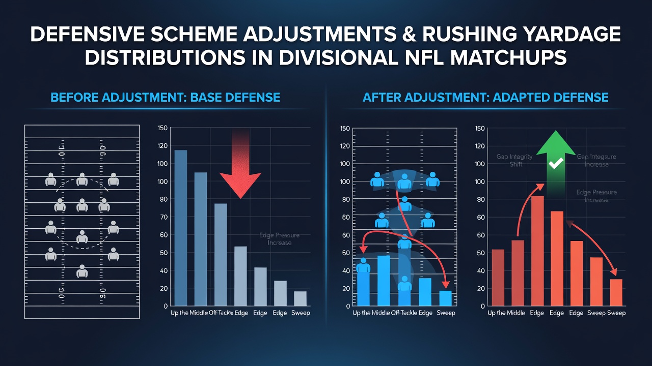 Chart showing rushing yardage distribution changes in late-season NFL divisional games