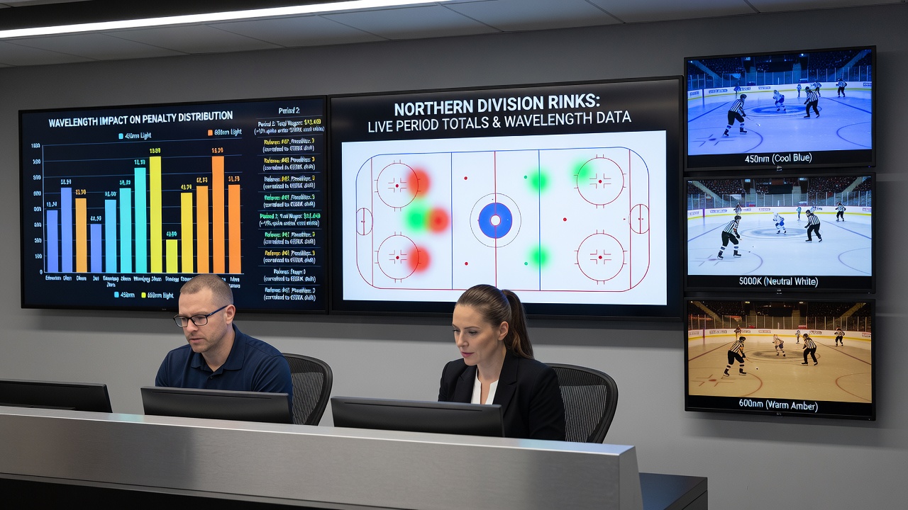 Northern division NHL rink lighting setup affecting game conditions