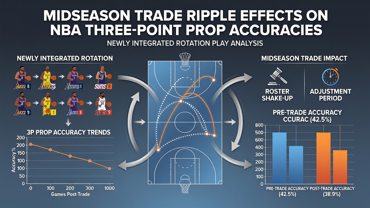 Chart showing three-point prop variance for traded NBA players on Western Conference road trips