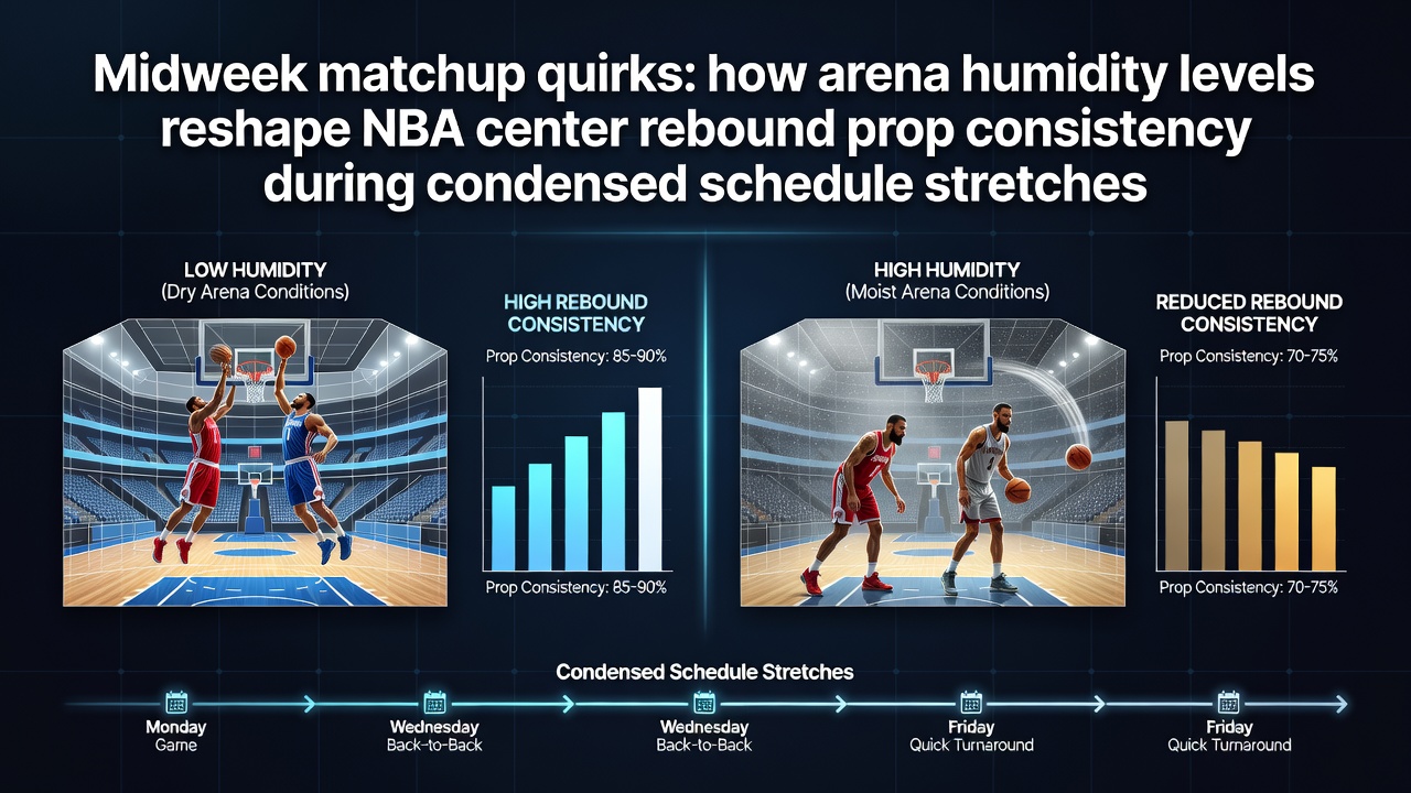 NBA arena interior showing humid conditions impacting player performance during a midweek game