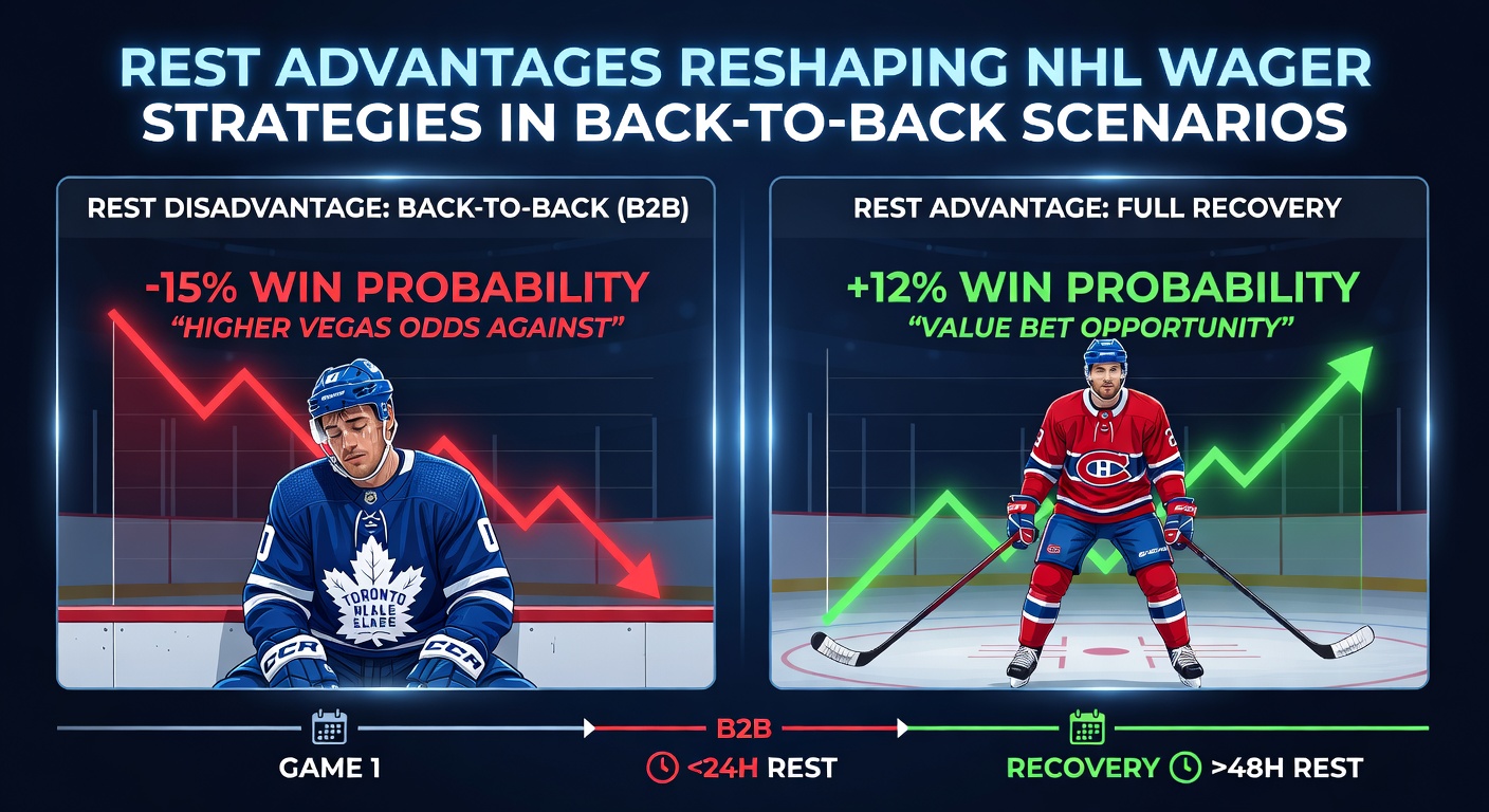 Coaches reviewing game film and rest management charts for NHL back-to-back planning