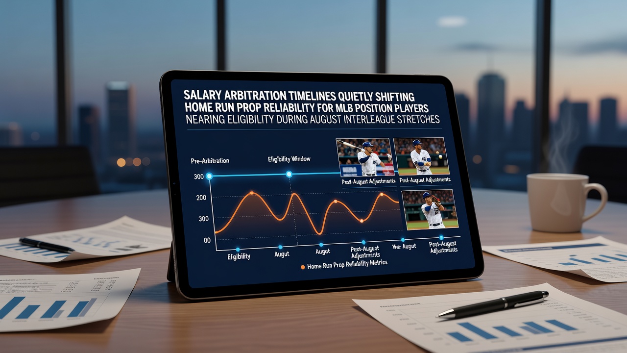 MLB player at bat during interleague game in August with salary arbitration context overlay