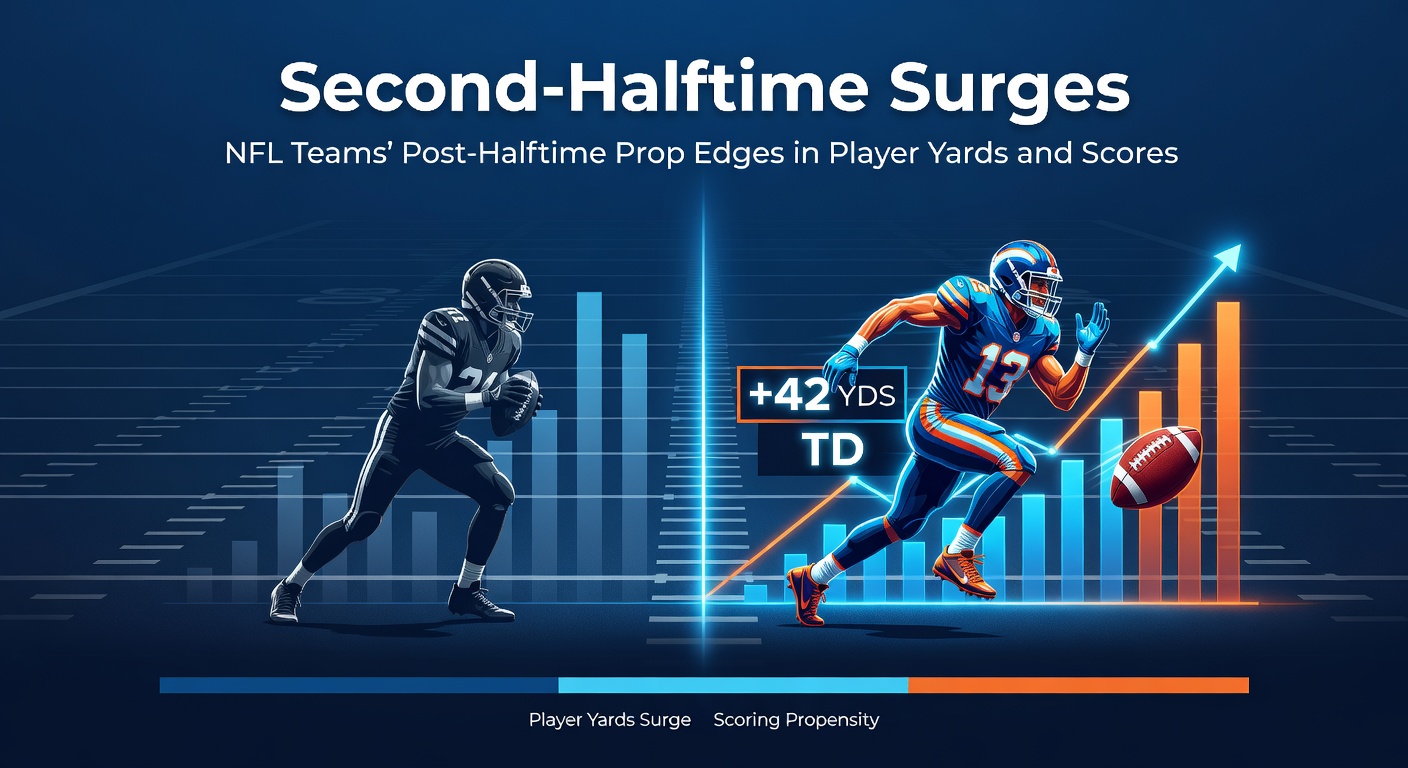 NFL quarterback launching a deep pass in the second half amid roaring stadium lights